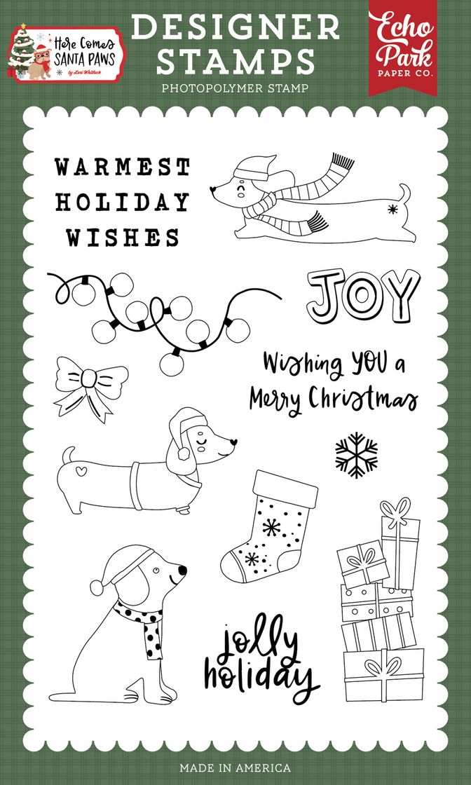 ***Pre-Order*** Echo Park - Here Comes Santa Paws - Warmest Holiday Wishes Stamp Set