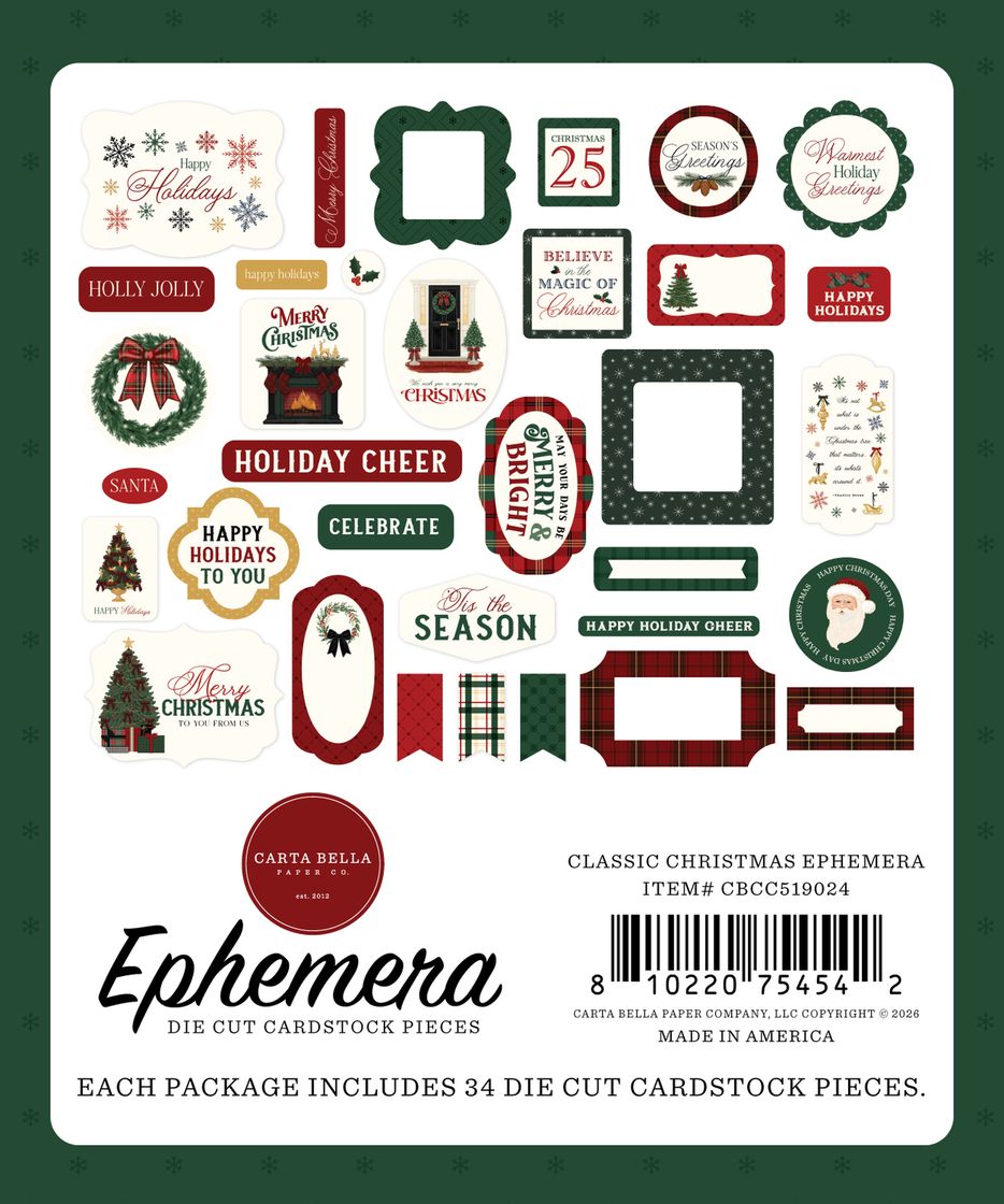 ***Pre-Order*** Carta Bella - Classic Christmas - Ephemera