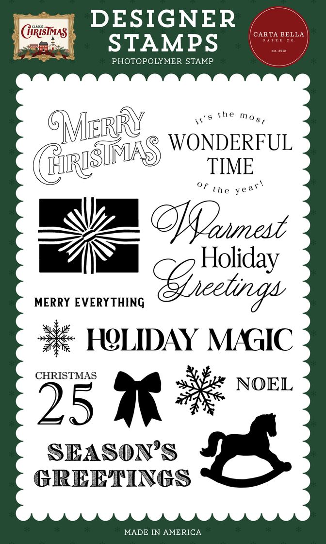 ***Pre-Order*** Carta Bella - Classic Christmas - Warmest Holiday Greetings Stamp Set
