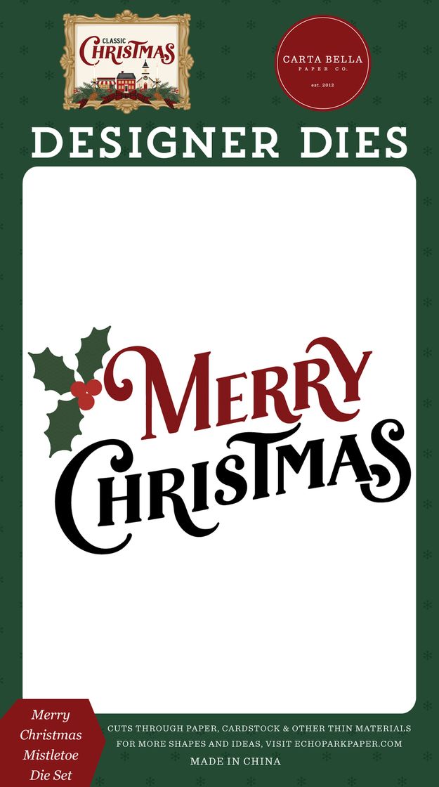 ***Pre-Order*** Carta Bella - Classic Christmas - Merry Christmas Mistletoe Die Set