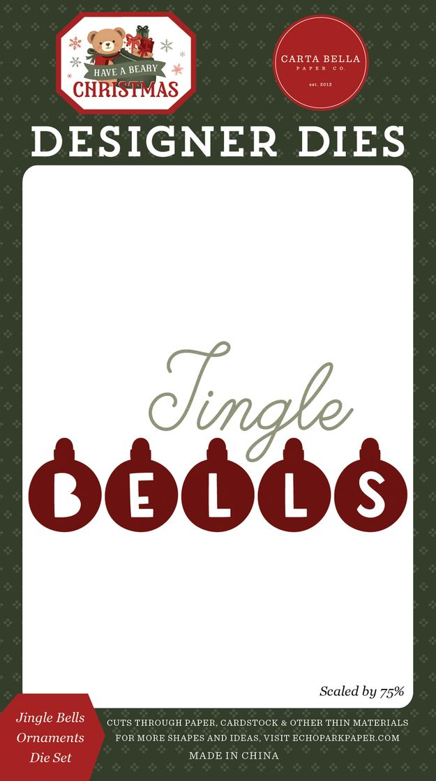 ***Pre-Order*** Carta Bella - Have A Beary Christmas - Jingle Bells Ornaments Die Set