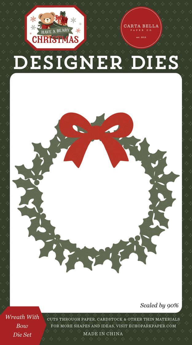 ***Pre-Order*** Carta Bella - Have A Beary Christmas - Wreath With Bow Die Set