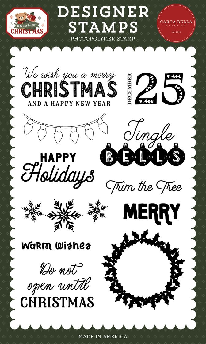 ***Pre-Order*** Carta Bella - Have A Beary Christmas - Do Not Open Stamp Set
