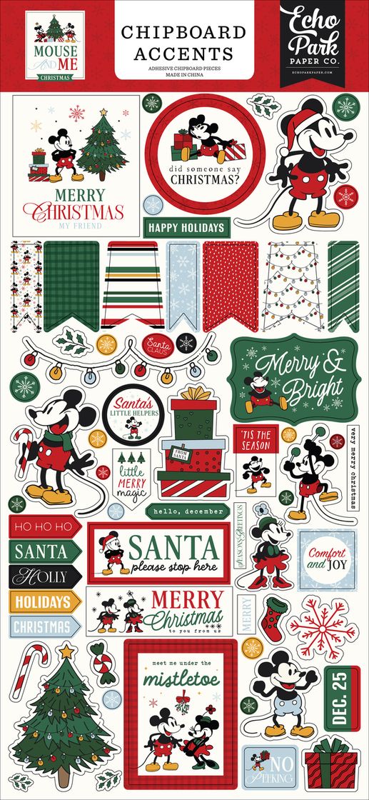 ***Pre-Order*** Echo Park - Mouse And Me Christmas - 6x13 Chipboard Accents