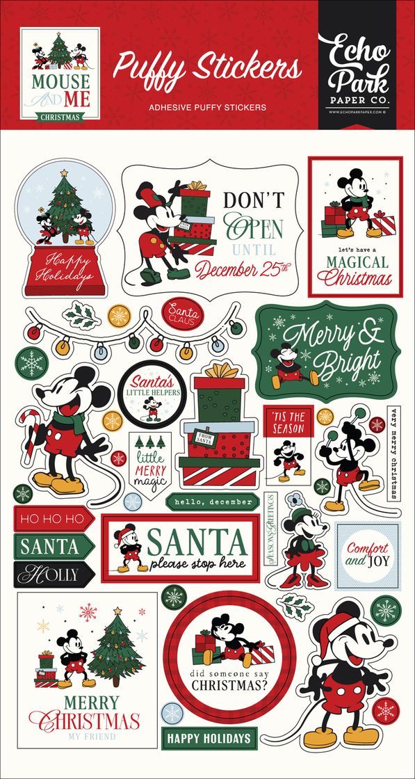 ***Pre-Order*** Echo Park - Mouse And Me Christmas - Puffy Stickers