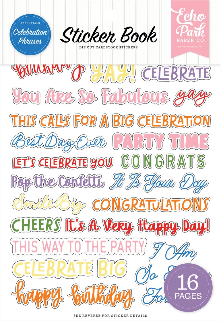 ***Pre-Order*** Echo Park - Essentials - Sticker Book - Phrases - Celebration