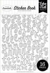 ***Pre-Order*** Echo Park - Essentials - Sticker Book - Alpha - Black And White
