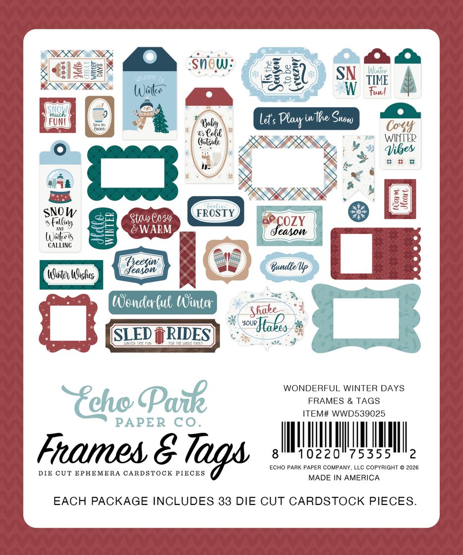 ***Pre-Order*** Echo Park - Wonderful Winter Days - Frames & Tags