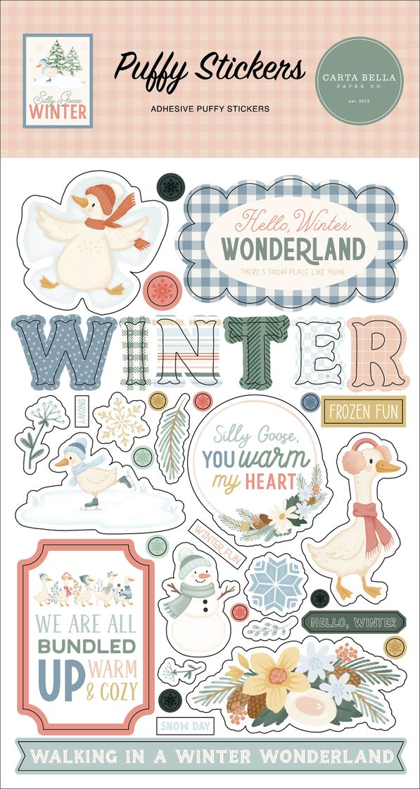 ***Pre-Order*** Carta Bella - Silly Goose Winter - Puffy Stickers