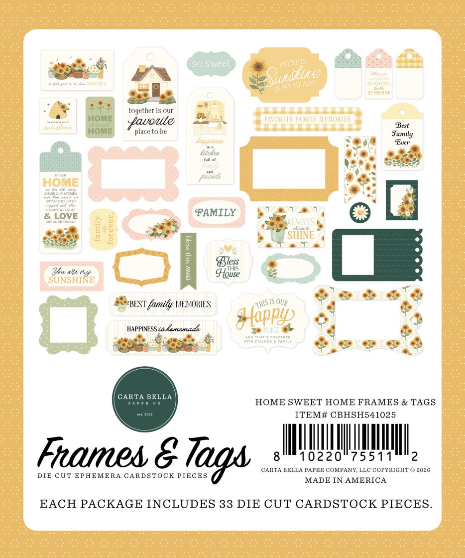 ***Pre-Order*** Carta Bella - Home Sweet Home - Frames & Tags