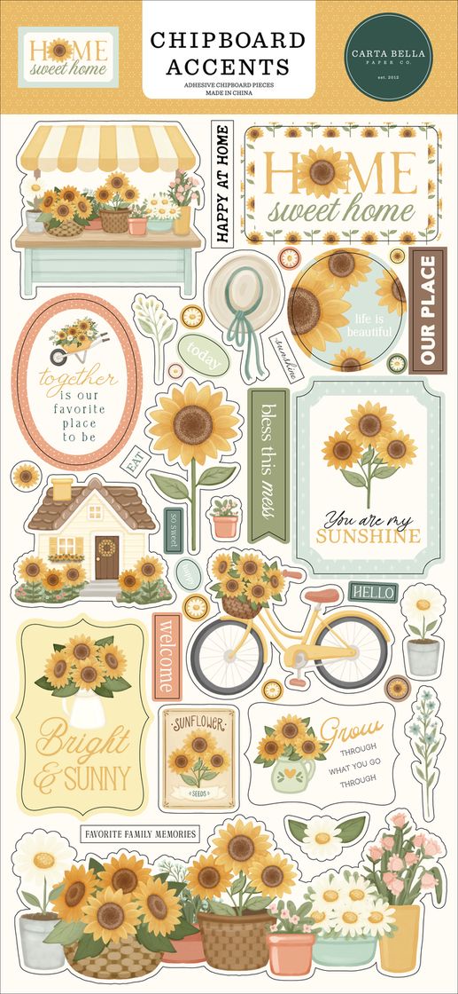 ***Pre-Order*** Carta Bella - Home Sweet Home - 6x13 Chipboard Accents