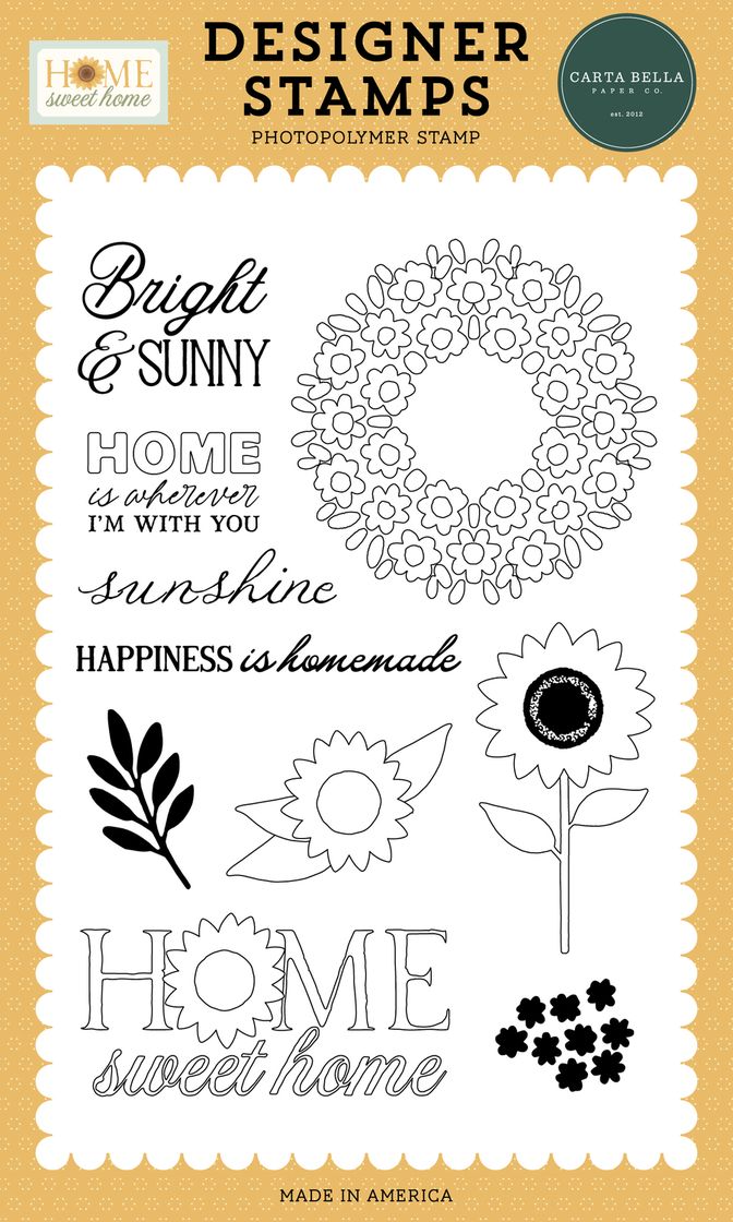 ***Pre-Order*** Carta Bella - Home Sweet Home - Floral Wreath Stamp Set