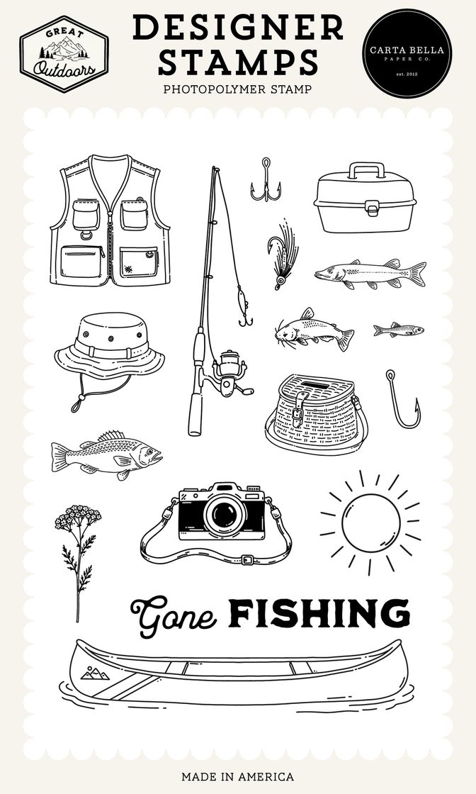 ***Pre-Order*** Carta Bella - Great Outdoors - Fishing Icons Stamp Set