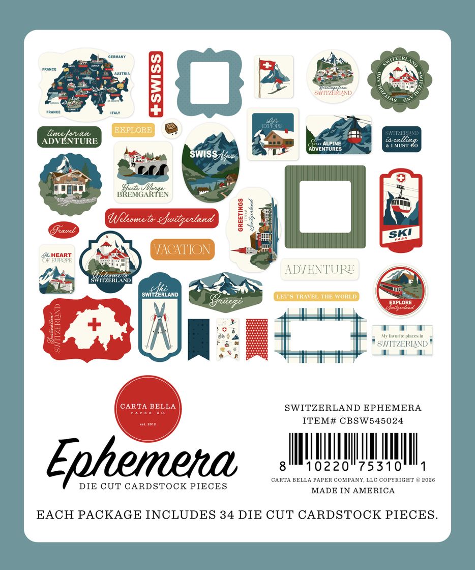 ***Pre-Order*** Carta Bella - Switzerland - Ephemera