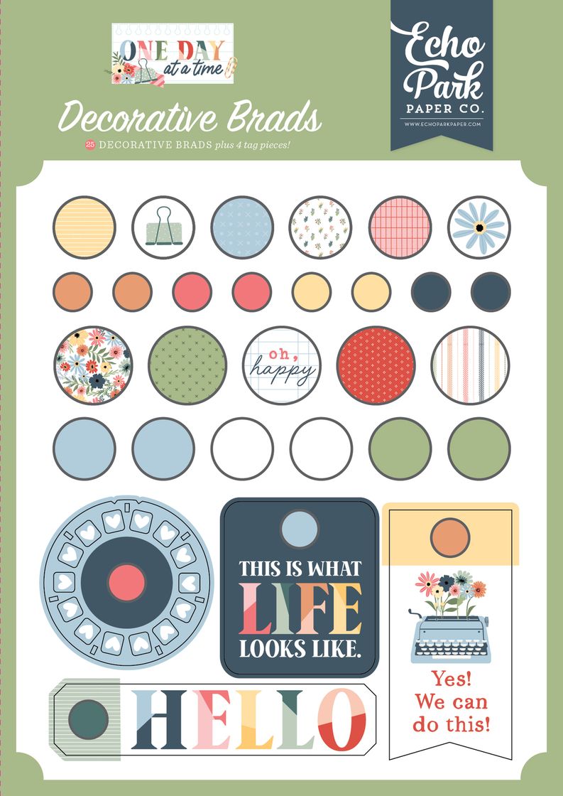 ***Pre-Order*** Echo Park - One Day At A Time - Decorative Brads