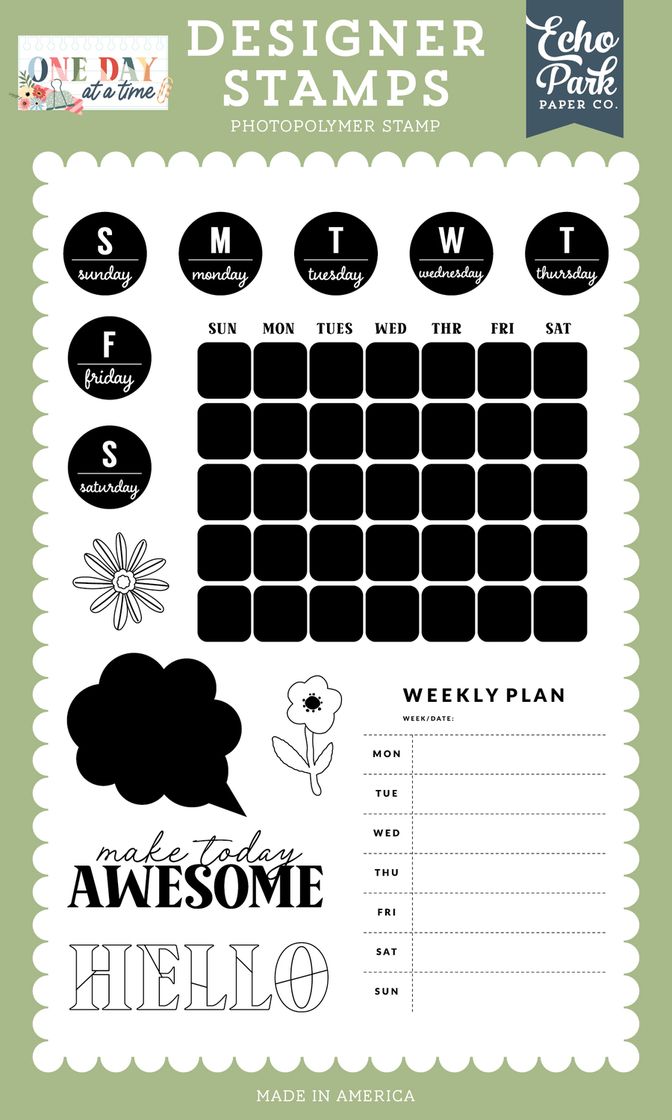 ***Pre-Order*** Echo Park - One Day At A Time - Weekly Plan Stamp Set