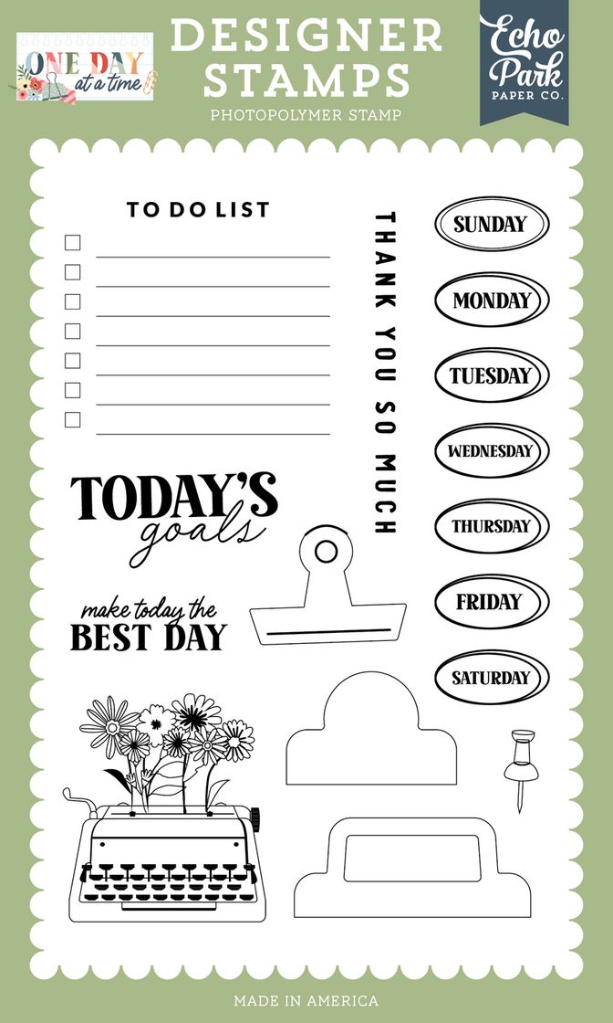 ***Pre-Order*** Echo Park - One Day At A Time - To Do List Stamp Set