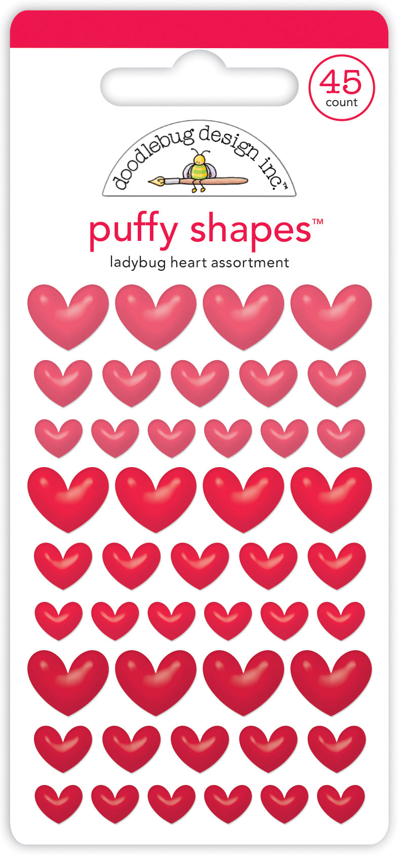 Doodlebug - Heart Puffy Shapes - Ladybug