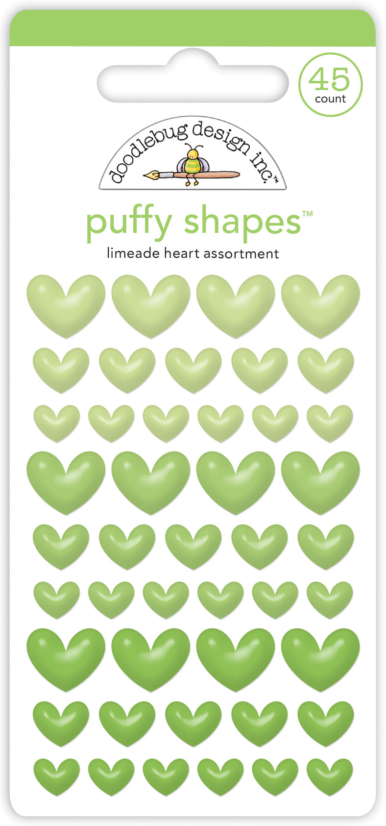 Doodlebug - Heart Puffy Shapes - Limeade