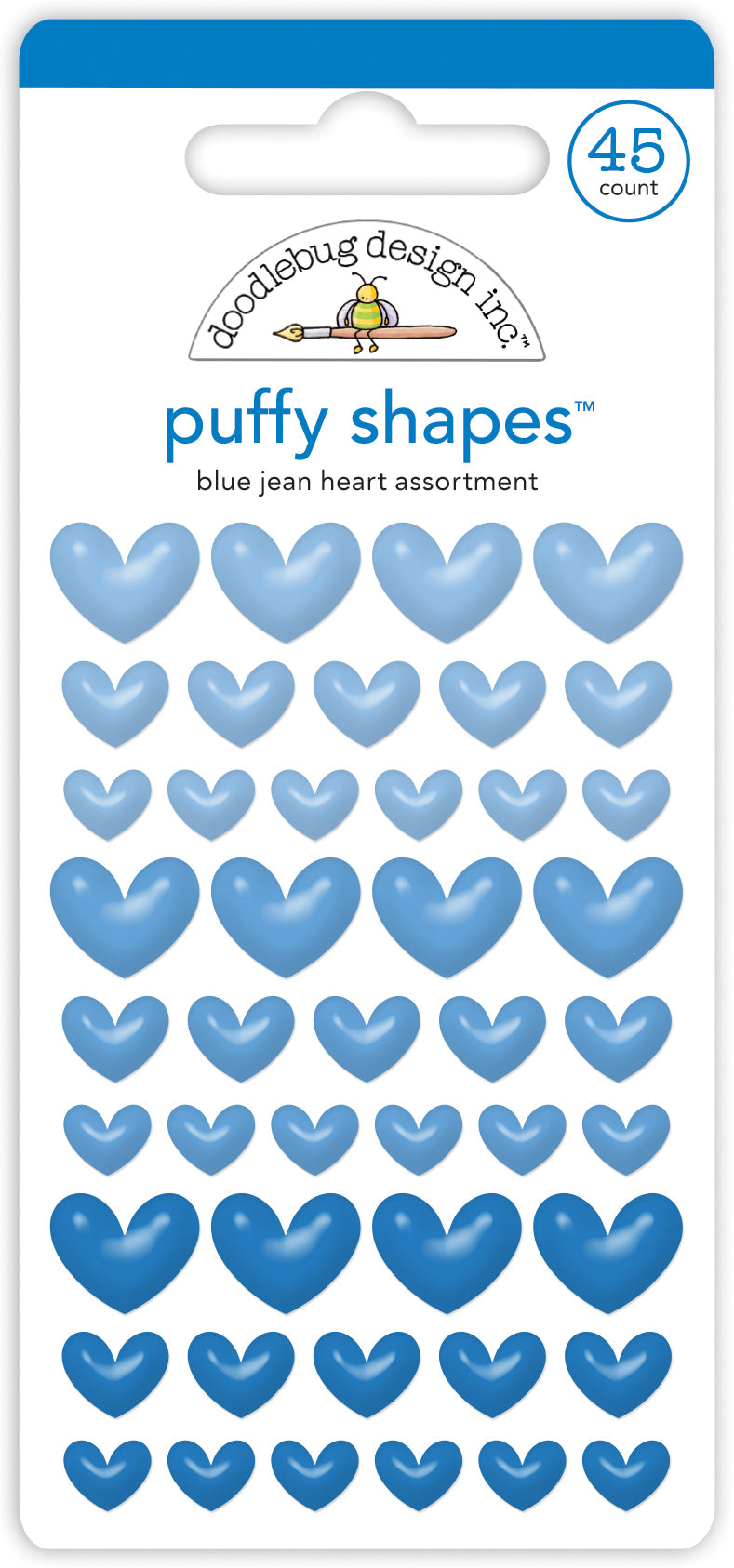 Doodlebug - Heart Puffy Shapes - Blue Jean