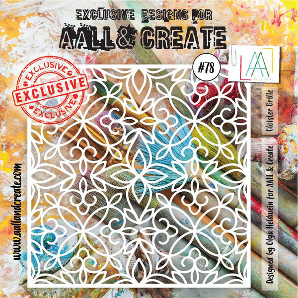 AALL & CREATE - 6"X6" STENCIL - CLOISTER GRILLE #78