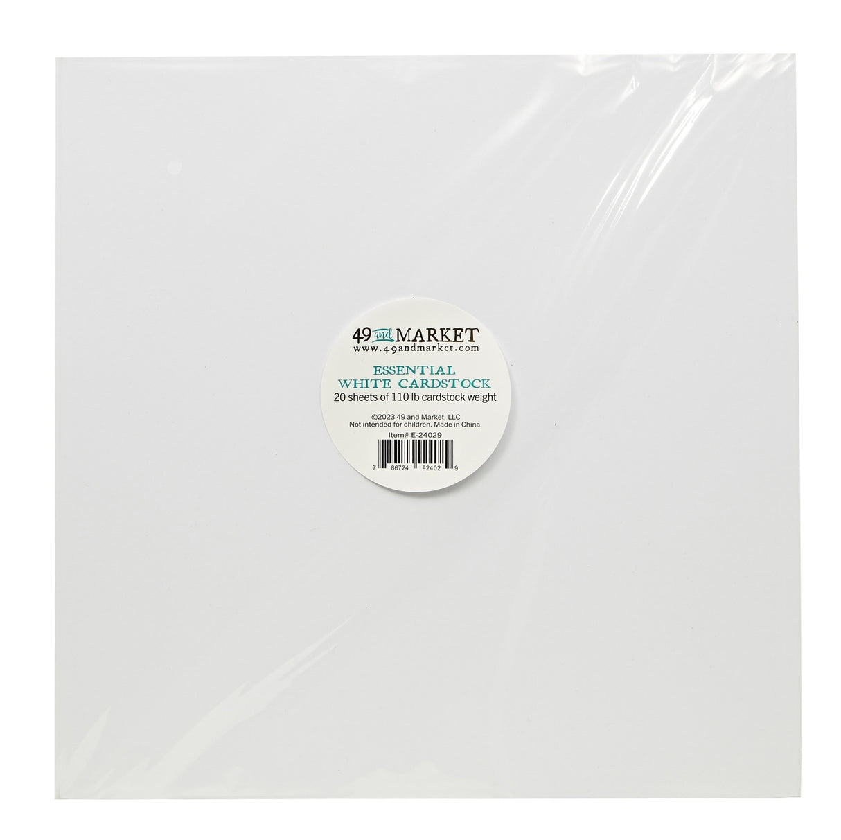 49 And Market - Essential Cardstock - 12 x 12 - White - Single Sheet