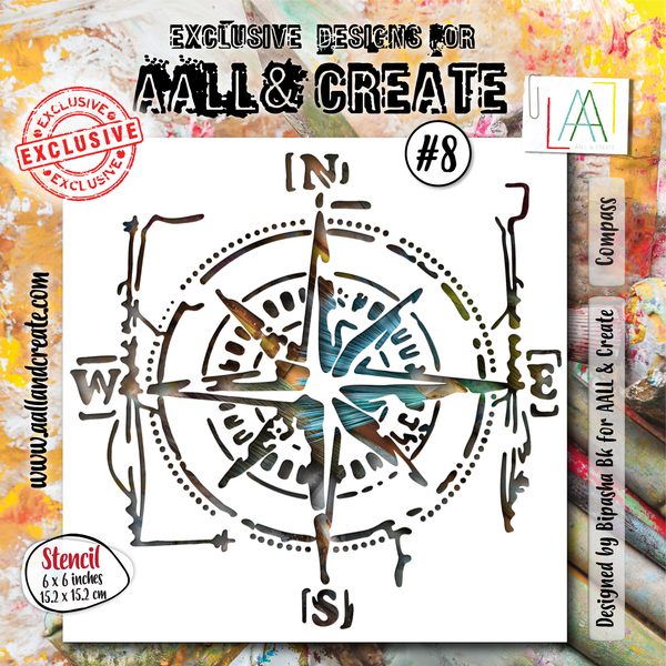 AALL & Create - 6"x6" Stencil - Compass - #8