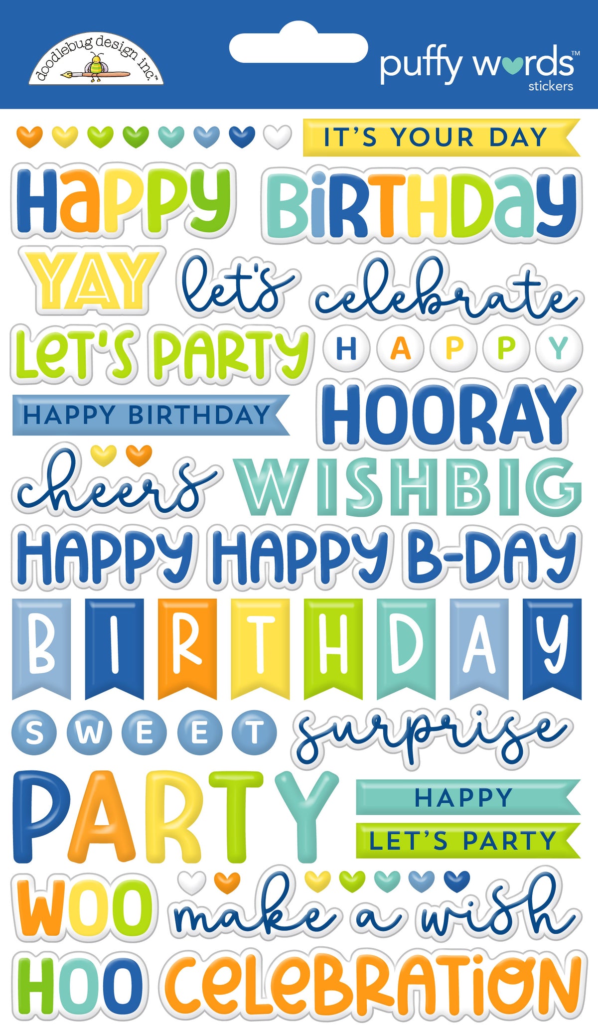 Doodlebug - Balloons & Banners - Puffy Words Stickers