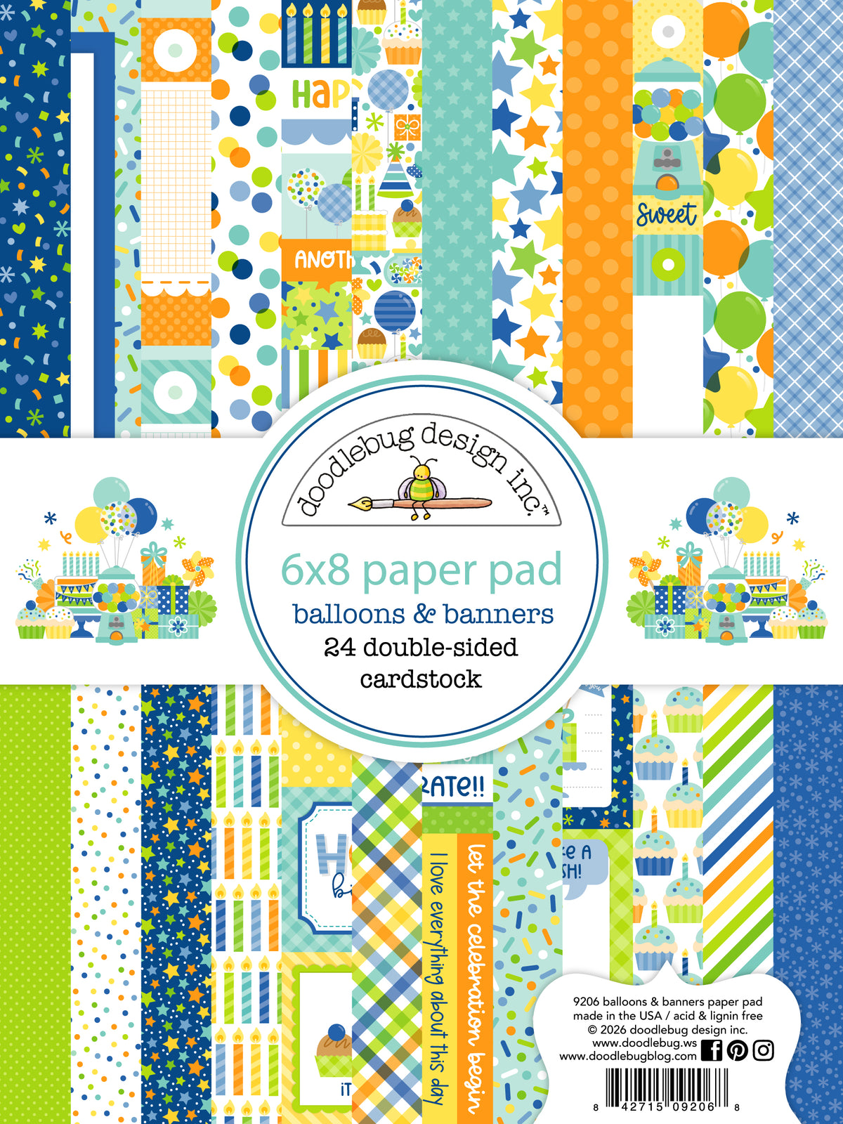 Doodlebug - Balloons & Banners - 6X8 Paper Pad