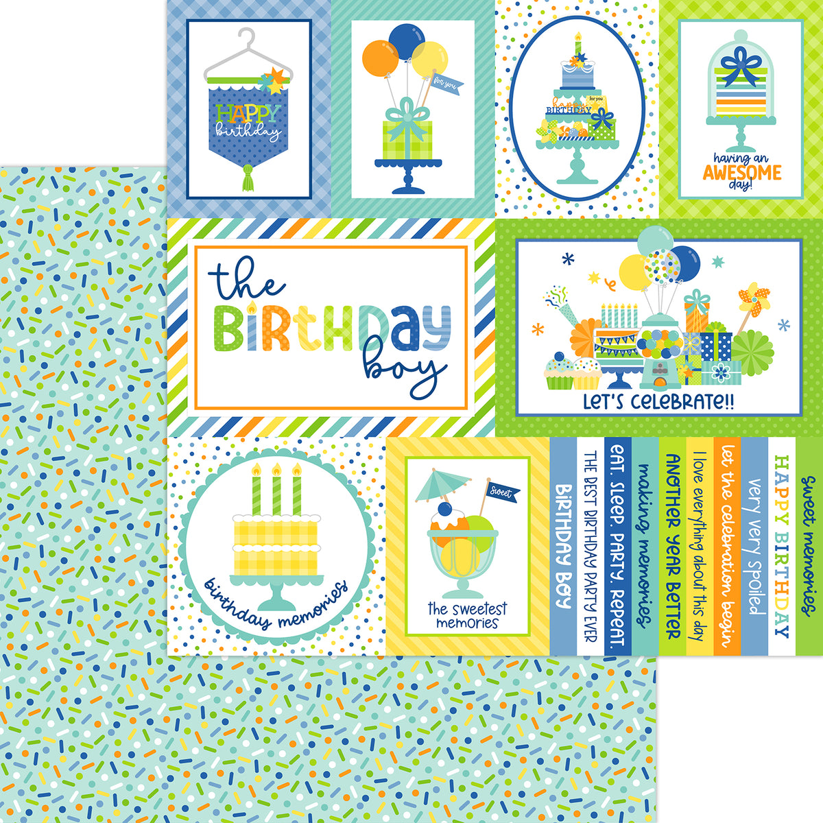 Doodlebug - Balloons & Banners - 12X12 Paper Pack