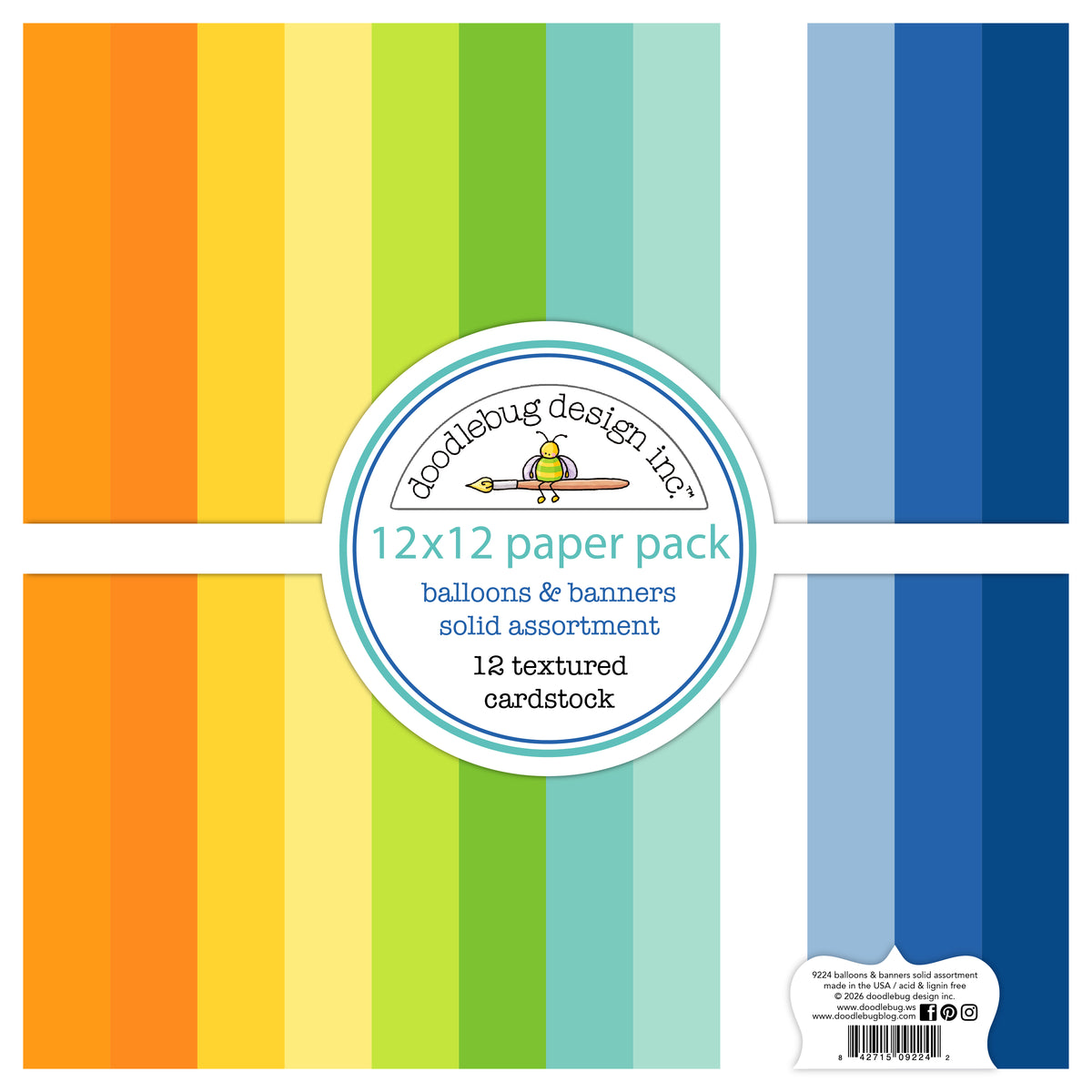 Doodlebug - Balloons & Banners - Textured Cardstock Assortment Pack