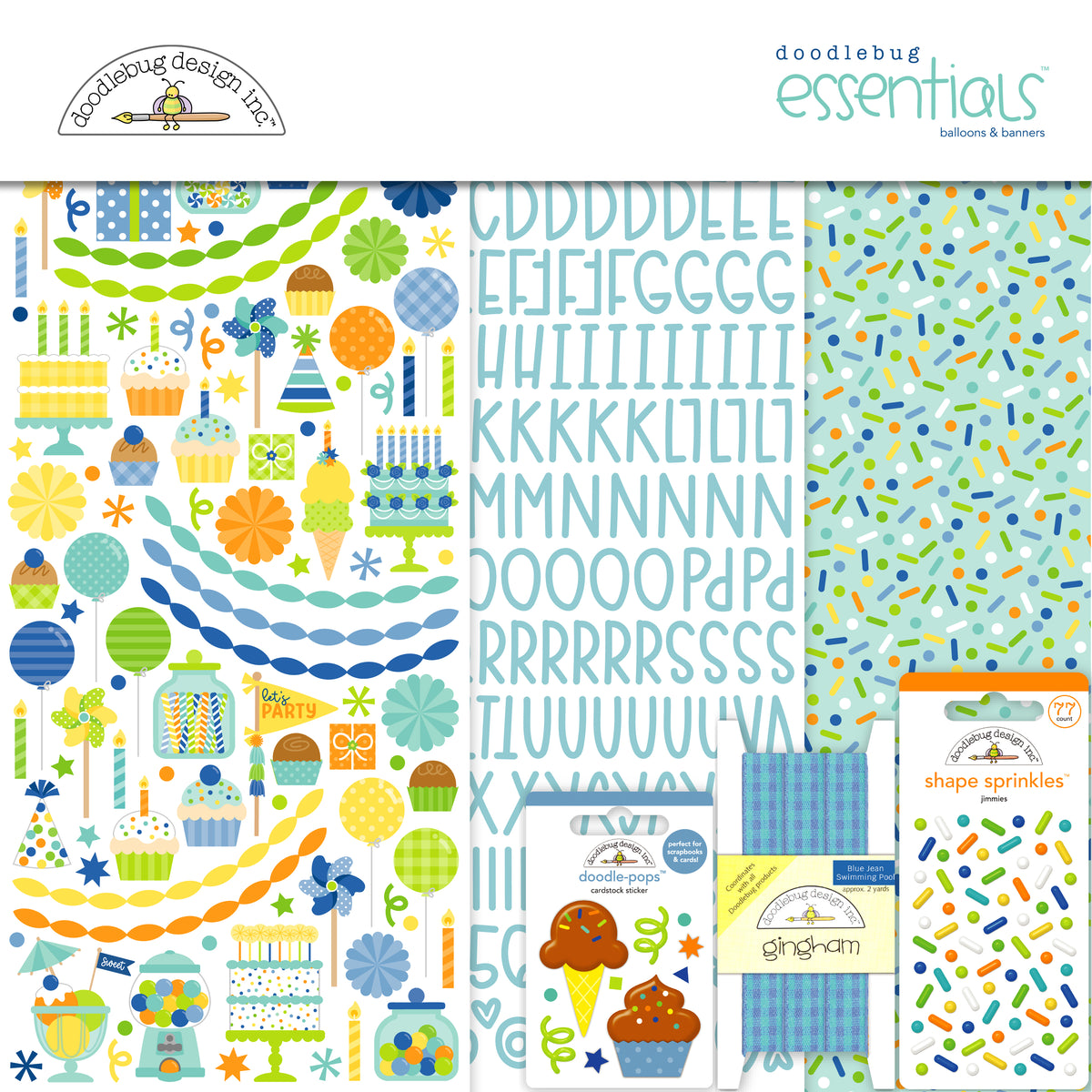 Doodlebug - Balloons & Banners - Essentials Kit