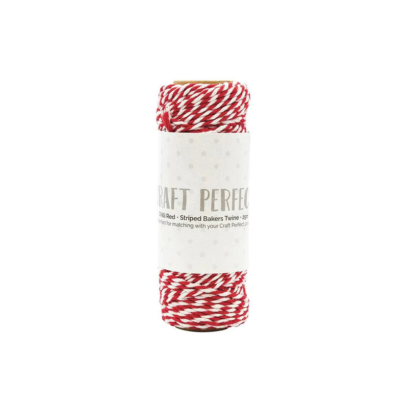 Craft Perfect - Striped Bakers Twine - Chilli Red