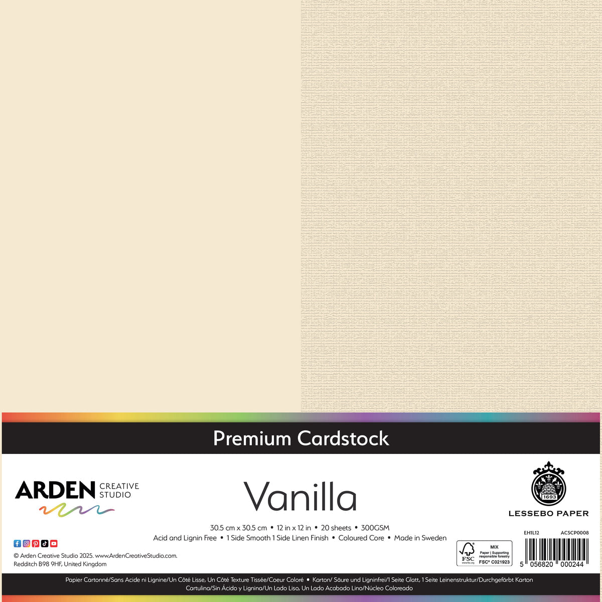 Arden Creative Studio - Premium Cardstock 12x12 - Vanilla