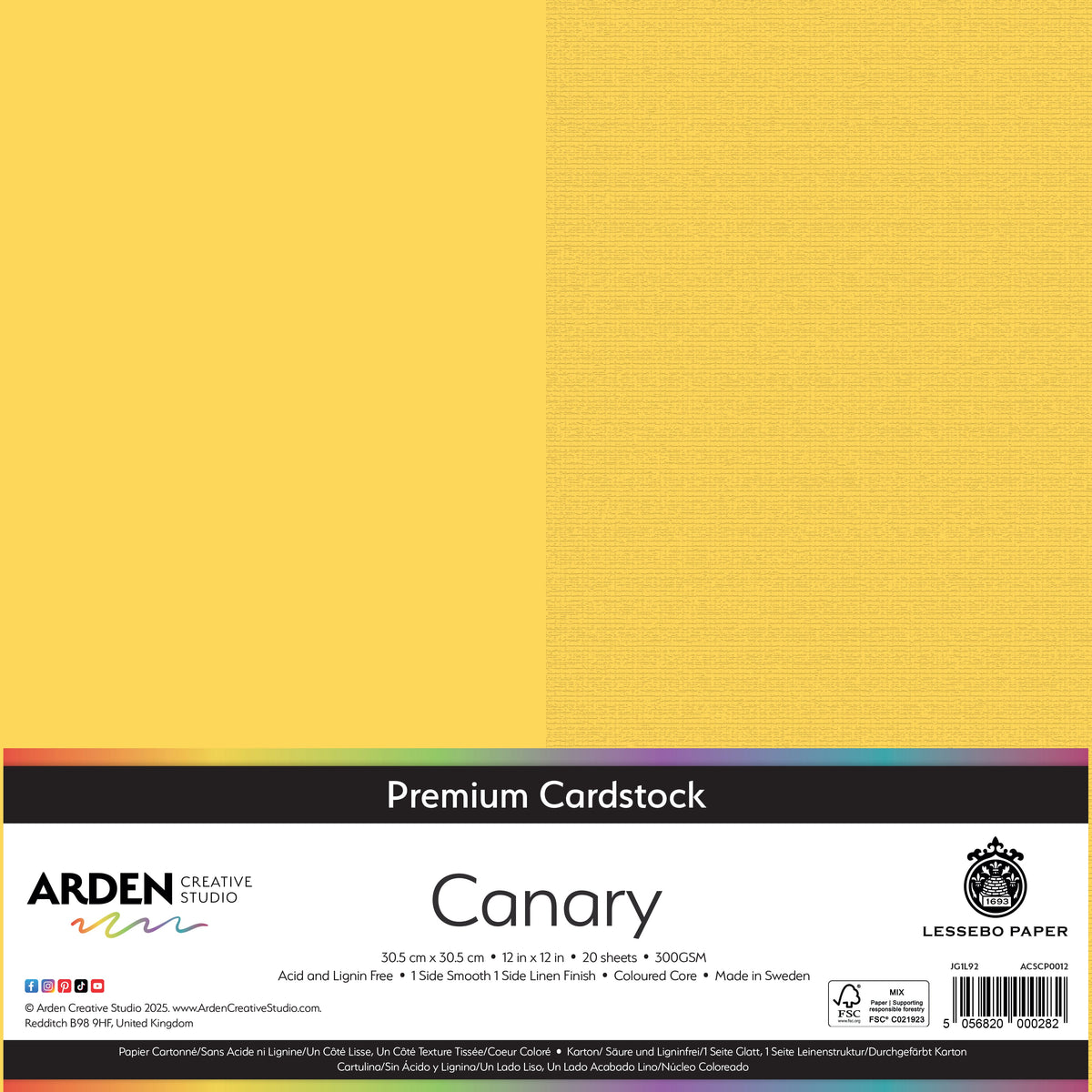 Arden Creative Studio - Premium Cardstock 12x12 - Canary