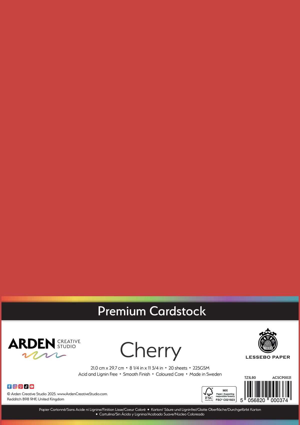 Arden Creative Studio - Premium Cardstock A4 - Cherry