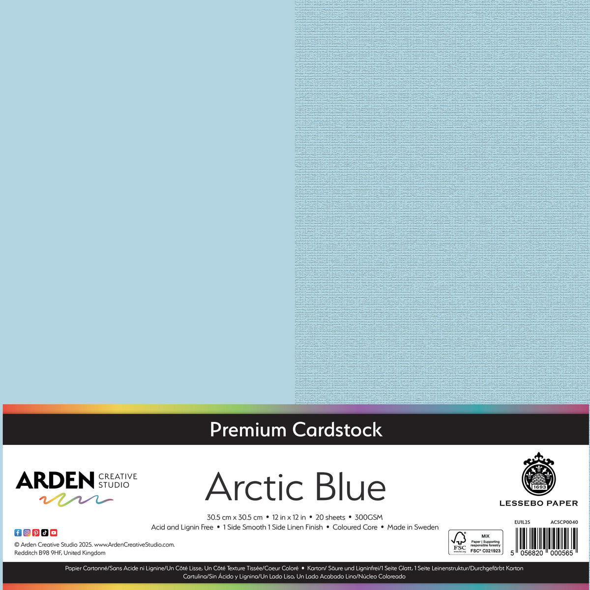 Arden Creative Studio - Premium Cardstock 12x12 - Arctic Blue