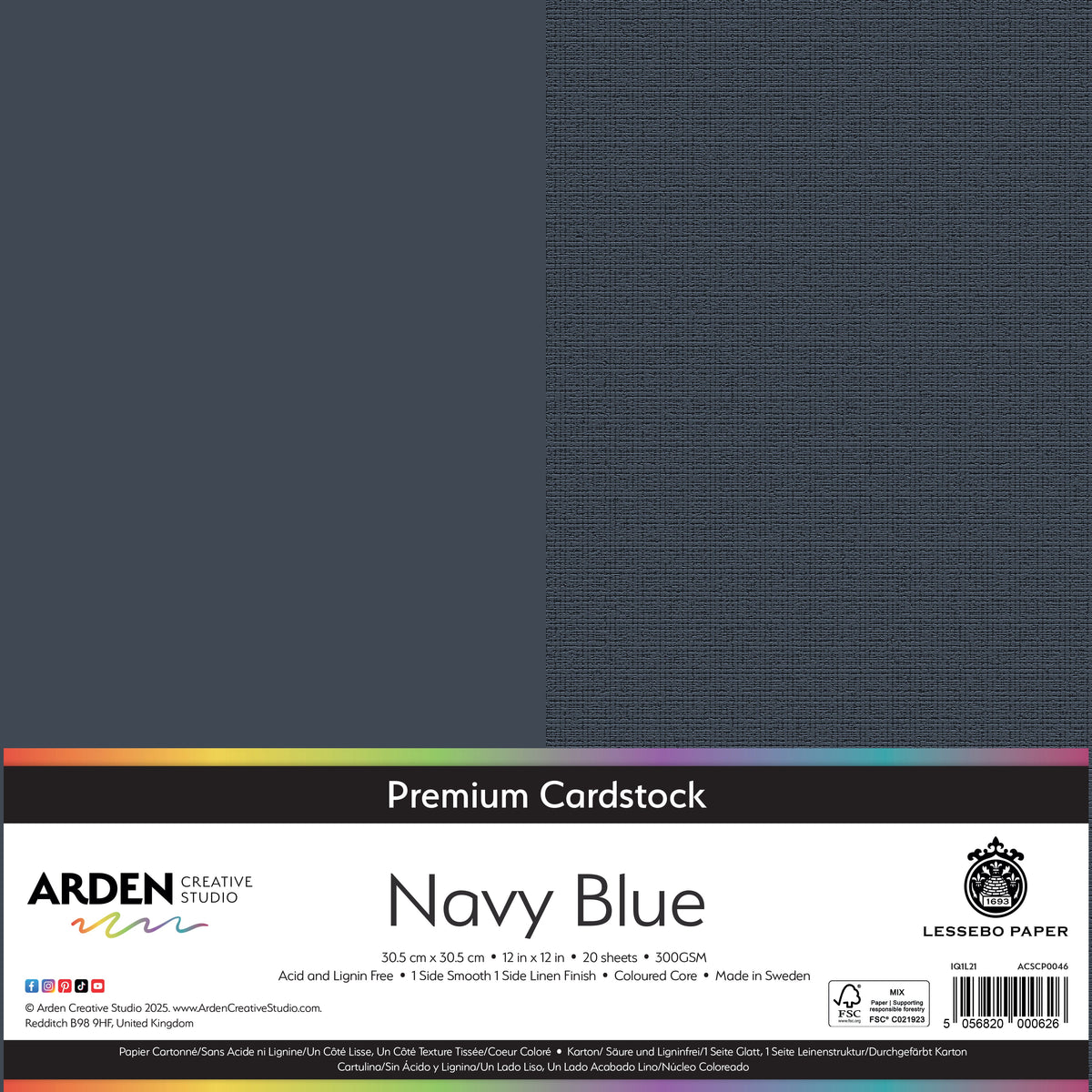 Arden Creative Studio - Premium Cardstock 12x12 - Navy Blue