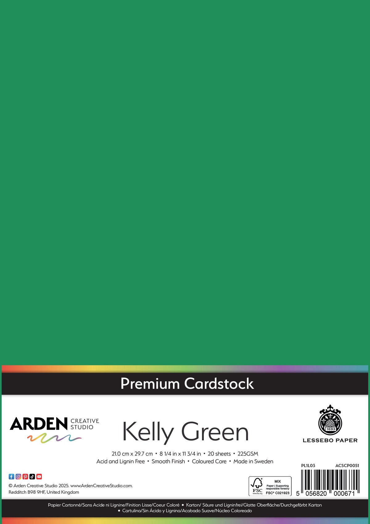Arden Creative Studio - Premium Cardstock A4 - Kelly Green