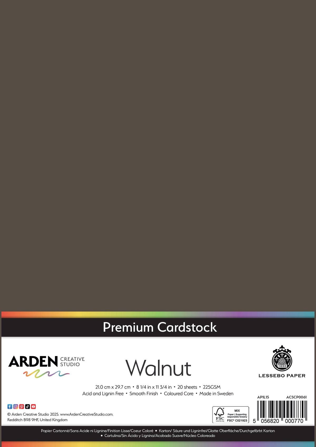 Arden Creative Studio - Premium Cardstock A4 - Walnut