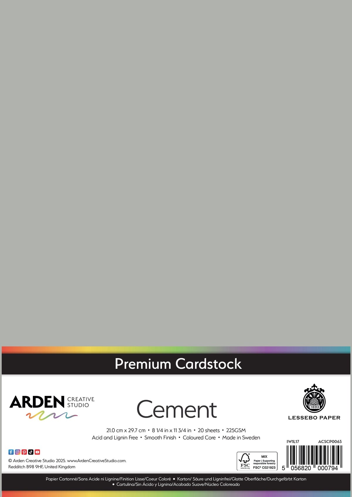 Arden Creative Studio - Premium Cardstock A4 - Cement
