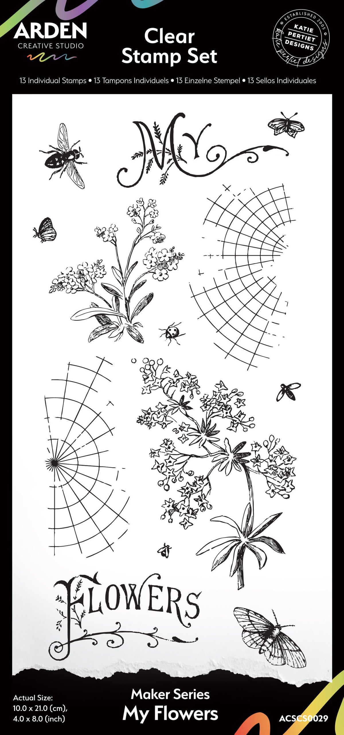 Arden Creative Studio - Garden Chronicles - Maker Series - My Flowers 4in x 8in Clear Stamp Set