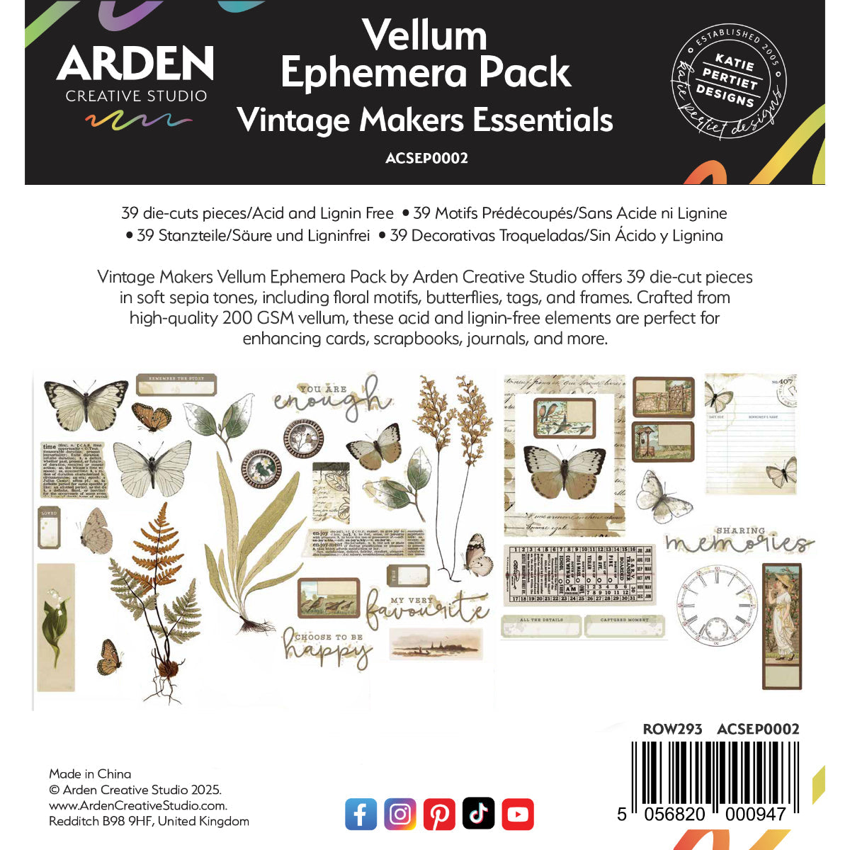Arden Creative Studio - Vintage Makers - Vellum Ephemera Pack