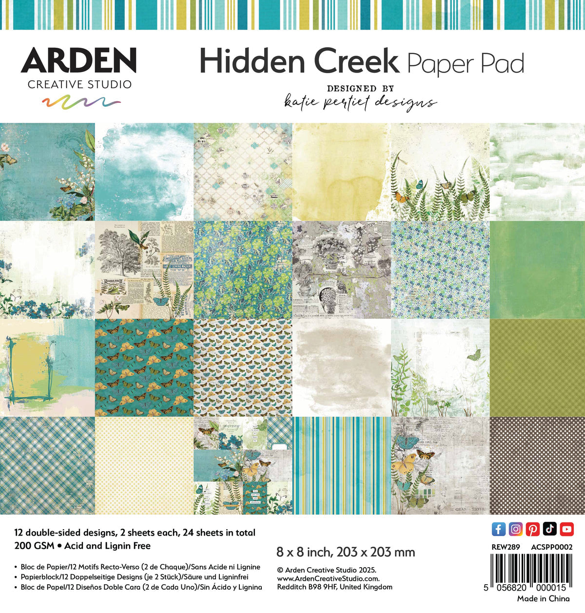 Arden Creative Studio - Hidden Creek - 8in x 8in Paper Pad