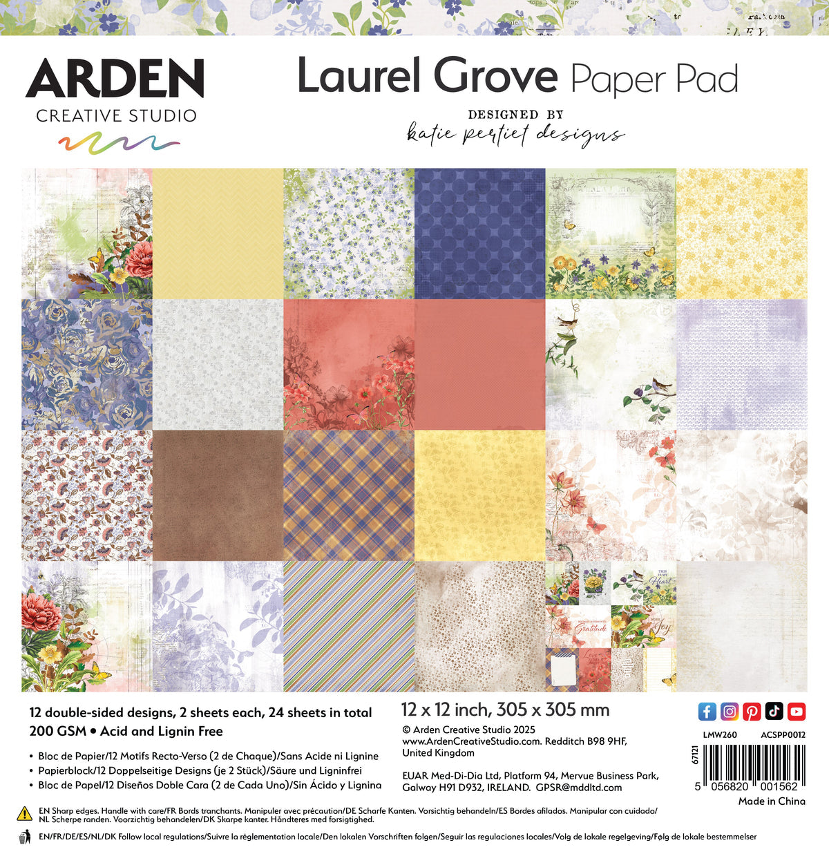 Arden Creative Studio - Laurel Grove - 12in x 12in Paper Pad