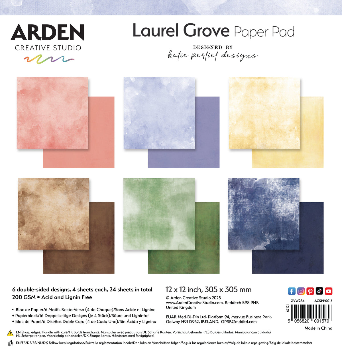 Arden Creative Studio - Laurel Grove - Solids 12in x 12in Paper Pad