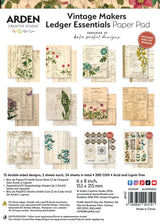 Arden Creative Studio - Garden Chronicles - Vintage Makers Ledger Essentials - 6in x 8in Paper Pad