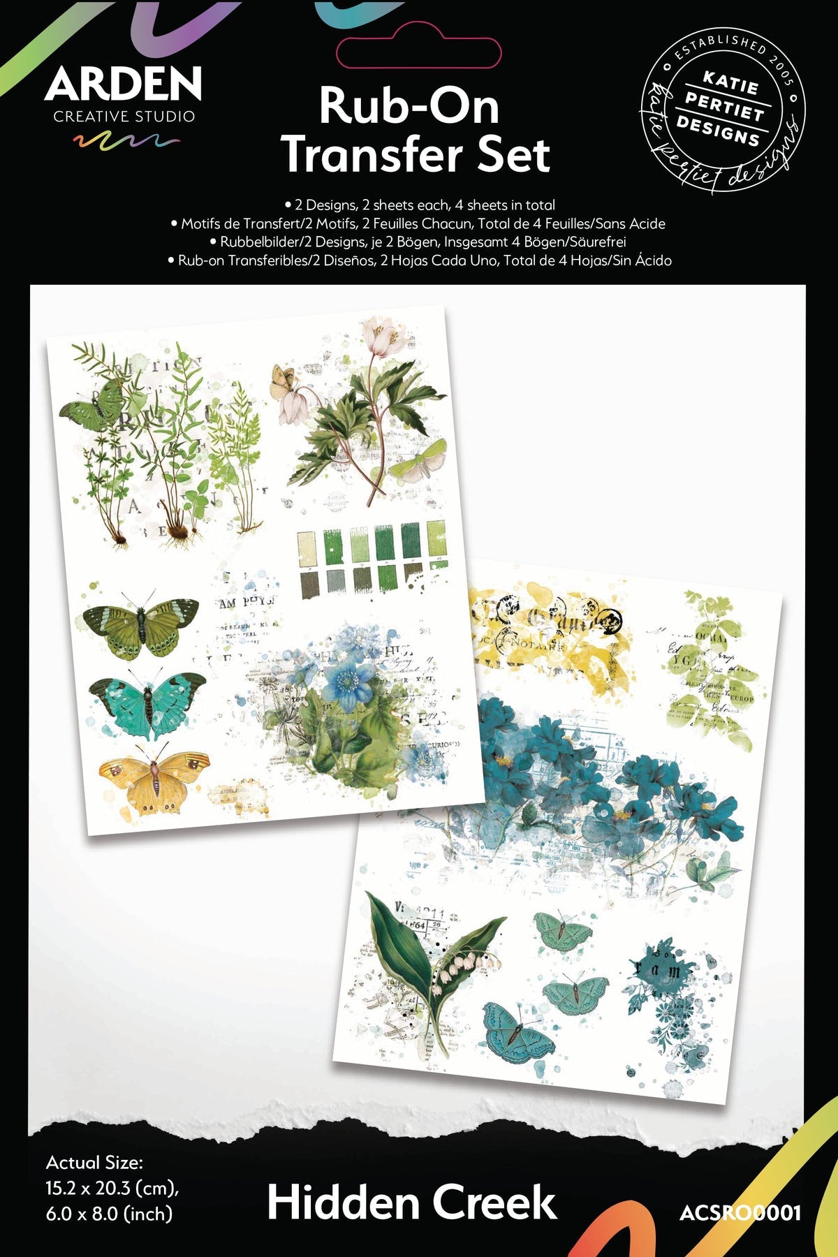 Arden Creative Studio - Hidden Creek - 6 in x 8 in Rub-On Transfer Set