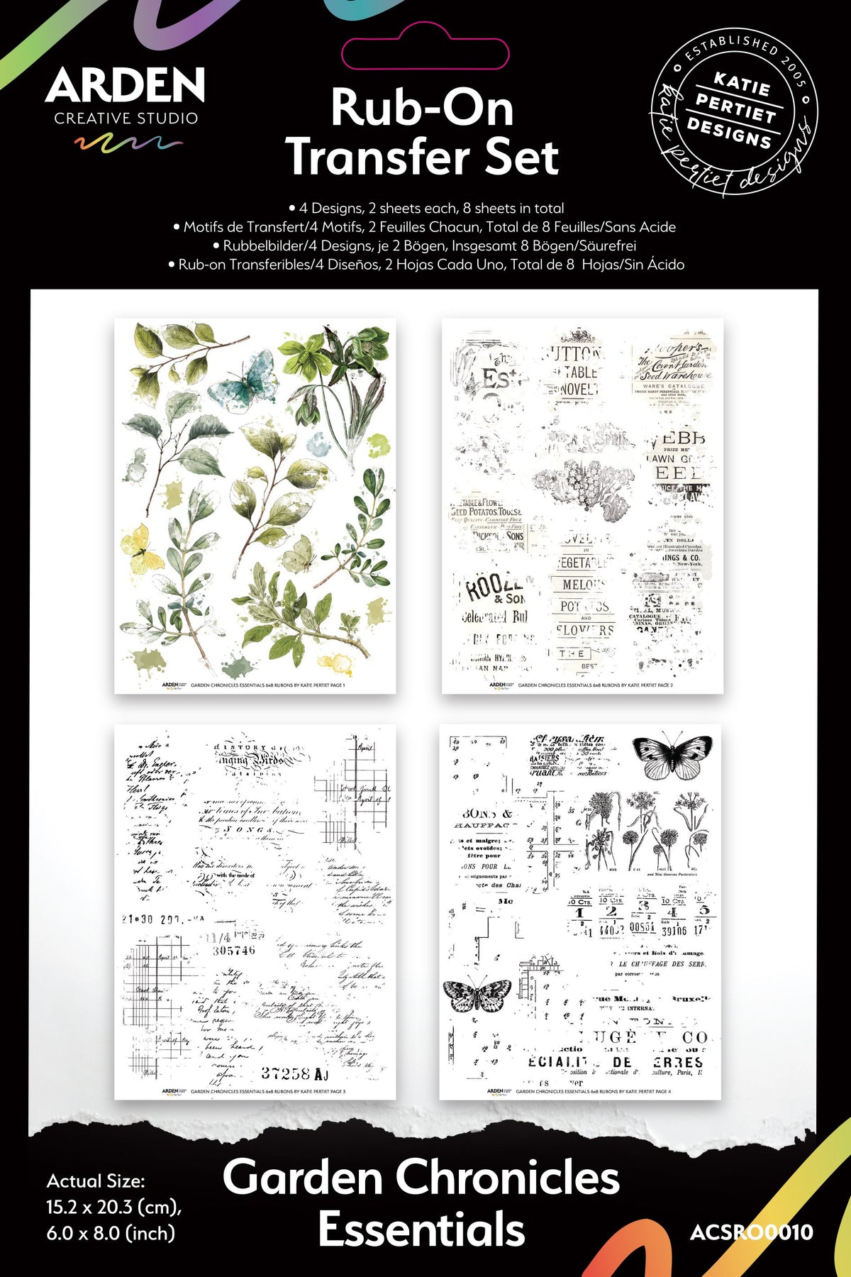 Arden Creative Studio - Garden Chronicles - Essentials 6in x 8in Rub-On Transfer Set