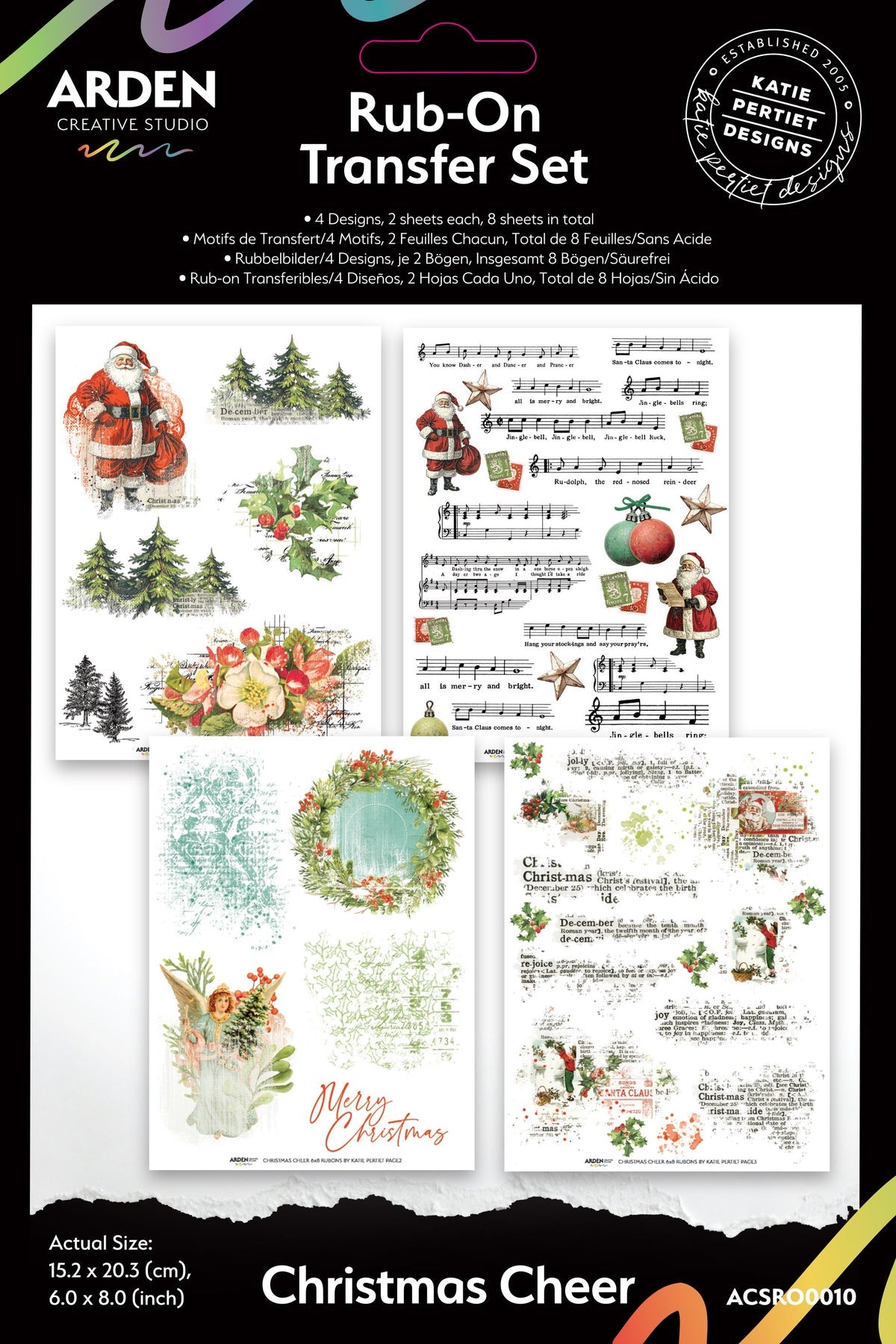 Arden Creative Studio - Christmas Cheer - 6in x 8in Rub-On Transfer Set